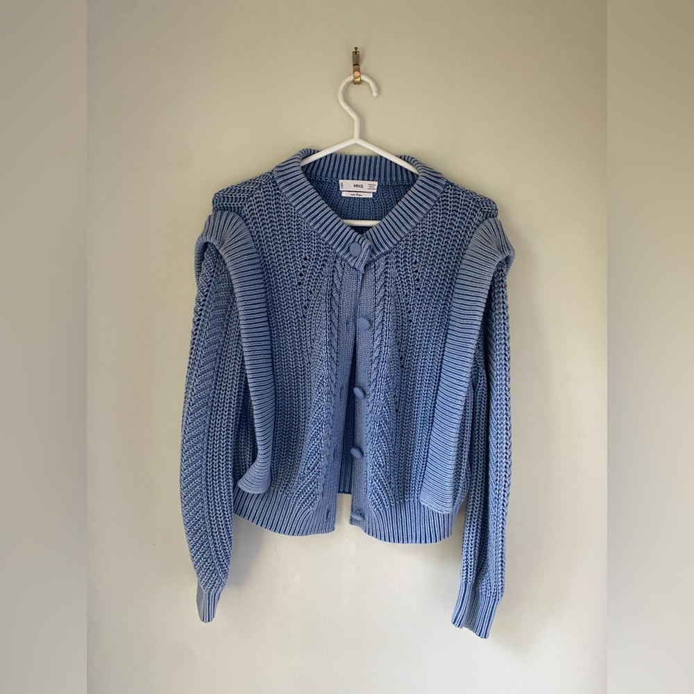 Mango CableKnit Chunky Fall Ribbed Cardigan Sweater Soft Girl Coquette Preppy